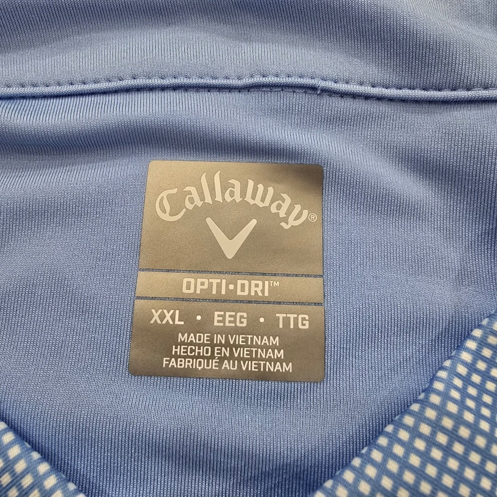 Callaway Opti-Dri Mens XXL Blue White Micro Check Golf Polo Shirt Short Sleeve - Picture 4 of 5